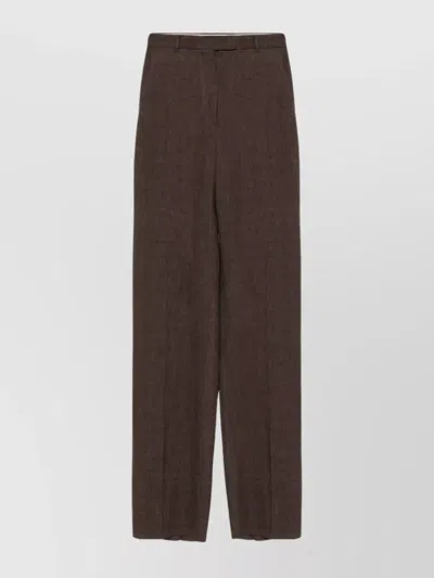MAX MARA WIDE LEG HIGH WAIST TROUSERS WITH FRONT CREASE
