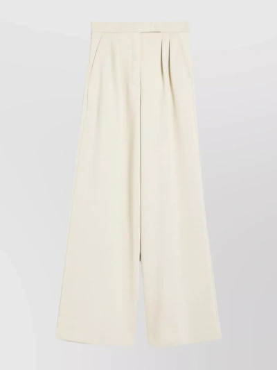 Max Mara Pleated Wide Leg Trousers In Beige