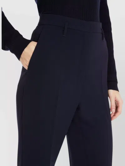 Max Mara Wide Leg High Waist Trousers With Pockets In Blue