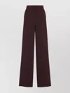 Max Mara Wide Leg High Waist Trousers With Side Stripe In Burgundy