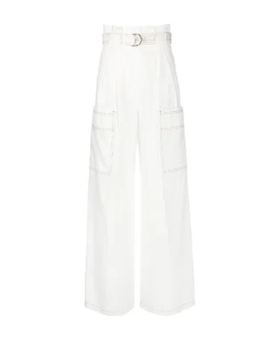 Max Mara Wide-leg High-waisted Cargo Trousers In White