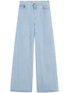 Max Mara Wide-leg High-waisted Light Blue Denim Trousers In Blue