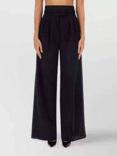 Max Mara Wide-leg High-waisted Pinstripe Trousers In Black