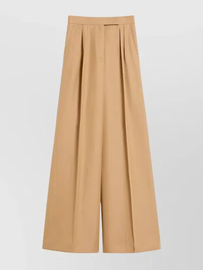 Max Mara Wide-leg High-waisted Trousers Pleats In Gold