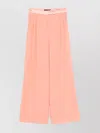 Max Mara Wide-leg High-waisted Trousers Sheer Overlay In Pink