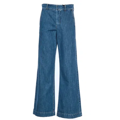 Max Mara Wide-leg Indigo Cotton Trousers With Kapok Detail