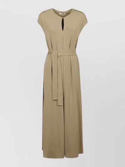 Max Mara Wide Leg Jumpsuit Cap Sleeves Waist Tie In Brown