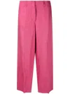 Max Mara Wide-leg Linen Trousers In Fuchsia