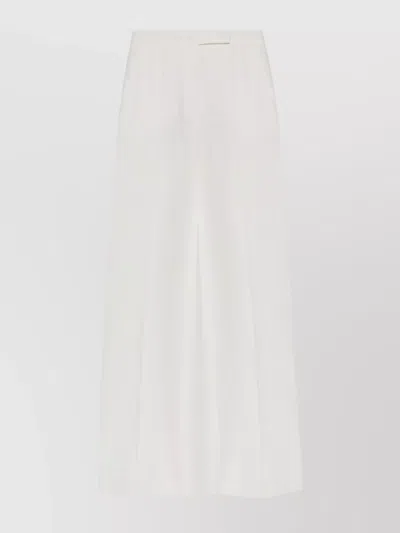 Max Mara Wide-leg Linen Trousers With Pockets In White