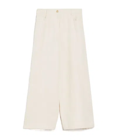 Max Mara Wide-leg Mid-waist Casual Pants In White