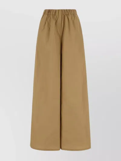 Max Mara Wide-leg Pant In Pure Cotton Poplin In Brown