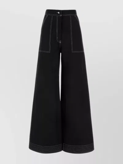 MAX MARA WIDE-LEG PANT WITH HIGH WAIST AND CONTRAST STITCHING