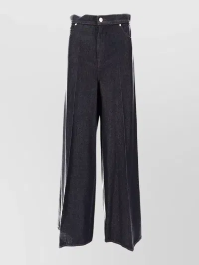 Max Mara Wide Leg Pants Belt Loops Pockets In Gray