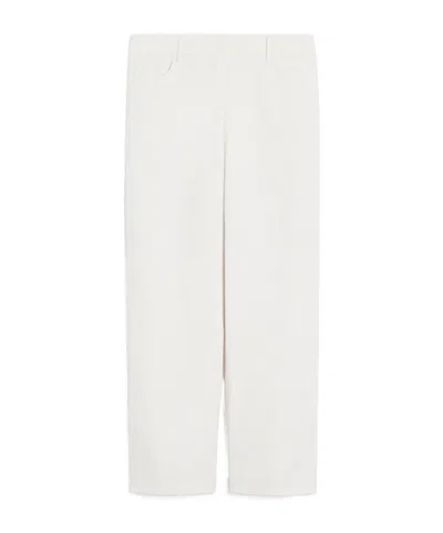 Max Mara Wide-leg Pants In Linen And Cotton Basketweave Fabric In Beige