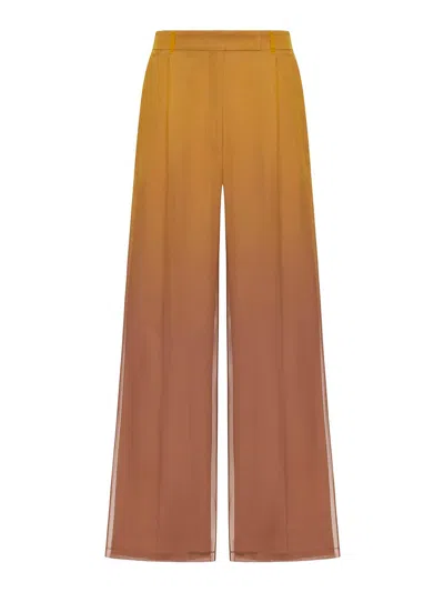 Max Mara Wide Leg Pants In Seta In Orange