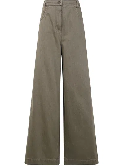 Max Mara Wide Leg Pants "mxm Alamaro" In Green