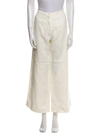 Pre-owned Max Mara Wide Leg Pants In White