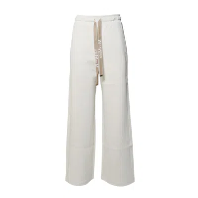 Max Mara Wide-leg Pants With High Waist And Drawstring Closure In White
