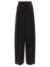 Max Mara Wide Leg Pleated Pants In Black