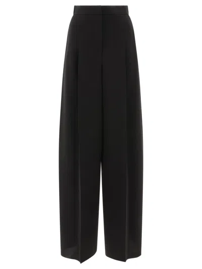Max Mara Wide Leg Pleated Pants In Black