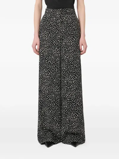 Max Mara Wide-leg Print Trousers In Black