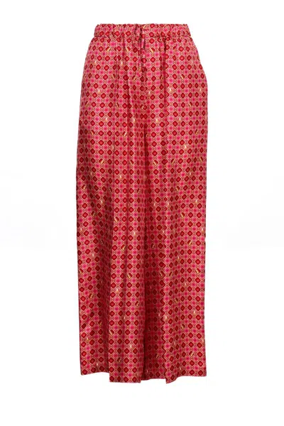 Max Mara Wide-leg Printed Pants In Fuchsia