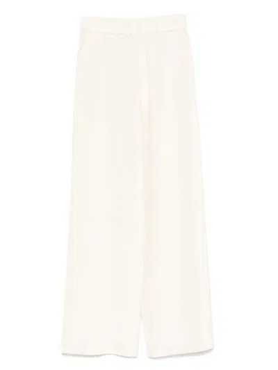 Max Mara Wide-leg Silk Blend Pants In Neutral