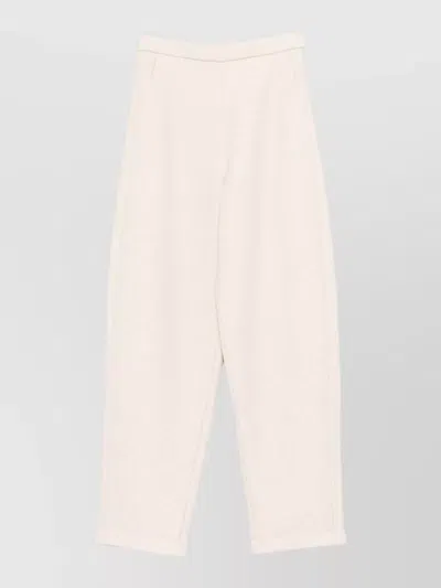 Max Mara Wide Leg Silk Nylon Trousers Side Pockets In Brown