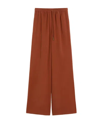 Max Mara Wide-leg Silk Trousers In Burgundy