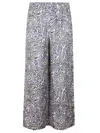 Max Mara Wide-leg Silk Trousers With Floral Pattern In Gray