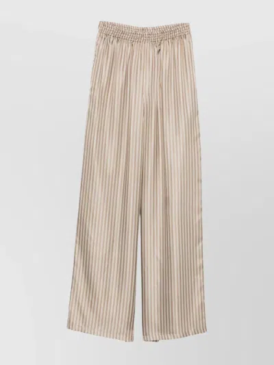 MAX MARA WIDE-LEG SILK TROUSERS WITH STRIPED PATTERN