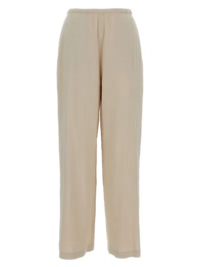 Max Mara Wide Leg Stretch Linen And Viscose Trousers In Beige