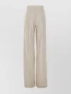Max Mara Wide-leg Textured Cotton Trousers With Side Pockets