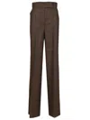 Max Mara Virgin Wool Straight Pants In Brown