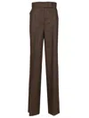 Max Mara Virgin Wool Straight Pants In Brown