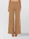 Max Mara Wide-leg Trousers Elastic Waistband Side Pockets In Gold