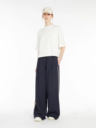 Max Mara Wide-leg Trousers In Jersey In White