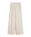 Max Mara High Waist Wide Leg Pleated Trousers In Neutral