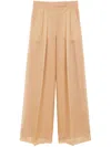 Max Mara Wide-leg Trousers In Sheer Organza With Pleated Detailing In Neutral