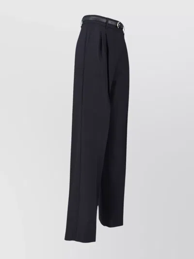 Max Mara Wide Leg Trousers Pleated Front In Black