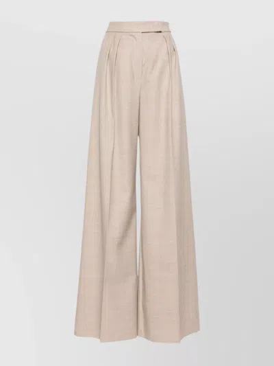 Max Mara Wide Leg Trousers Pleated Front In Neutral