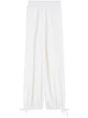 Max Mara Wide-leg Trousers With Gathered Cuffs In Soft Fabric In White