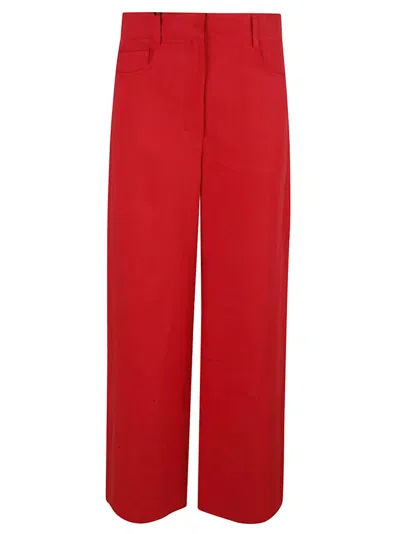 Max Mara Wide-leg Trousers With High Waist In Red