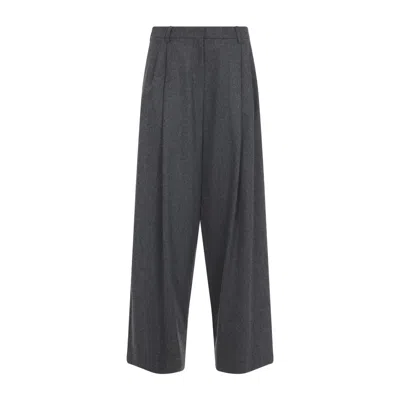 Max Mara Wide-leg Trousers With High Waist In Gray