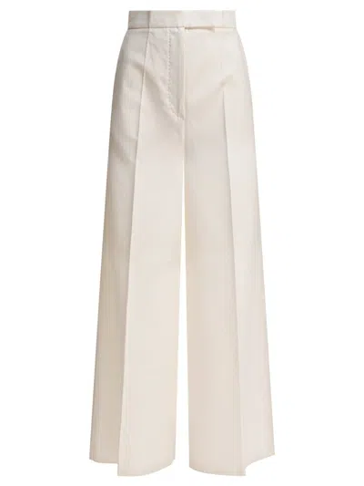 Max Mara Wide-leg High-rise Pants In White