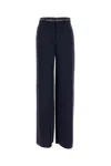 Max Mara Wide-leg Trousers With Leather Belt In Blue