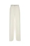 Max Mara Wide Leg Trousers With Leather Belt In White