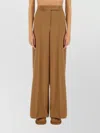 Max Mara Wide Leg Trousers With Pleats And Pockets In Brown