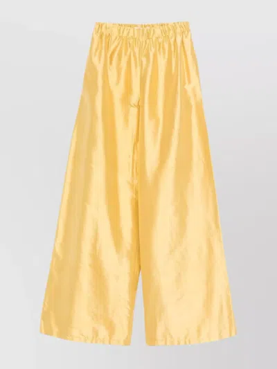 Max Mara Wide-leg Trousers With Shiny Finish And Elastic Waistband In Neutral