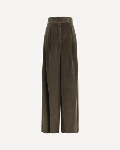 Max Mara Wide-leg Velvet Pants In Green